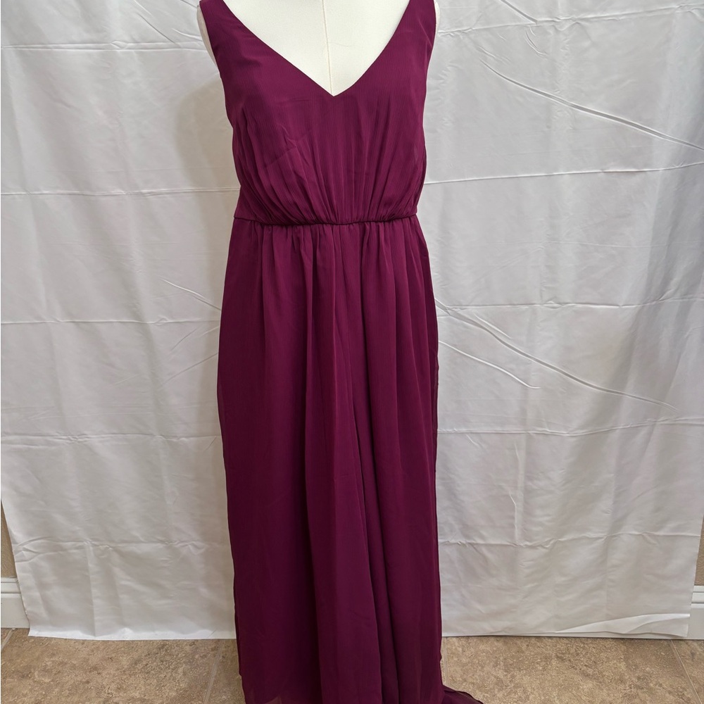David’s Bridal Sangria Chiffon Tank Jumpsuit Size 12 NWT Formal‎ Bridesmaid